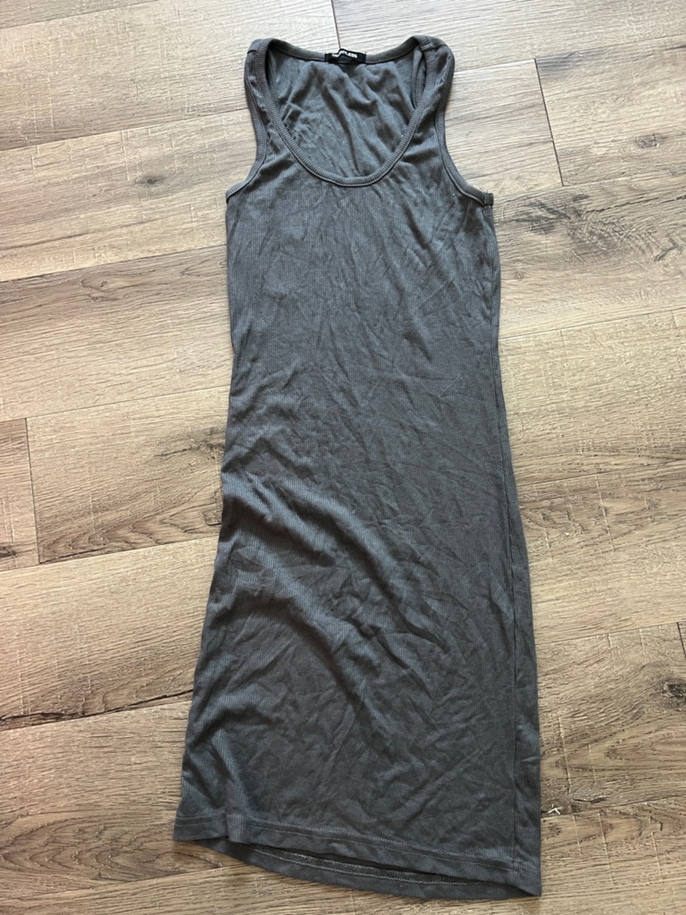 TALENTLESS Charcoal Grey Sleeveless Midi Tank Dress